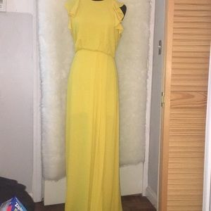 BCBGMaxazria yellow floor length dress